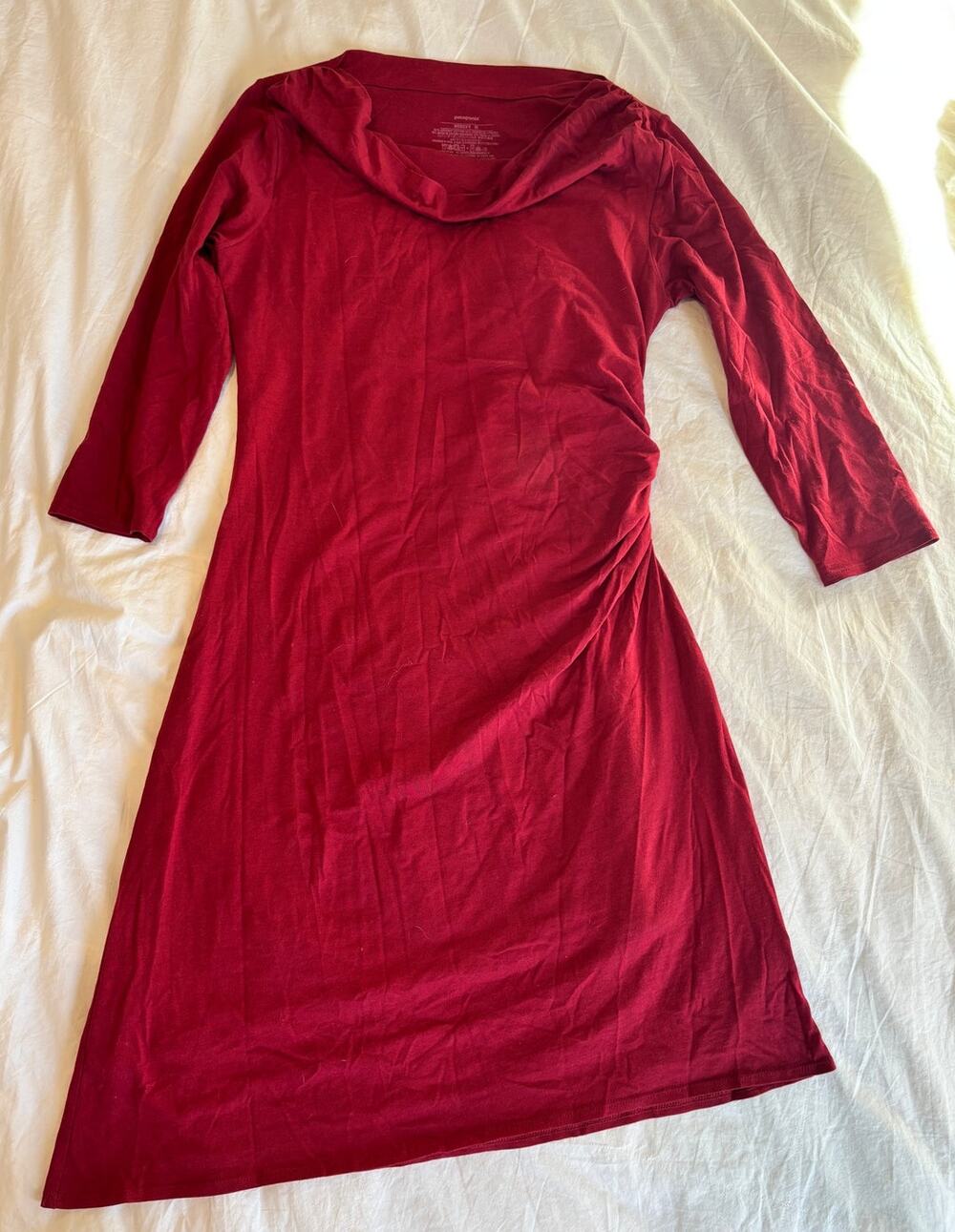 Patagonia Women's Red Cowl Neck SEABREAKS Ruched Side Dress Size M